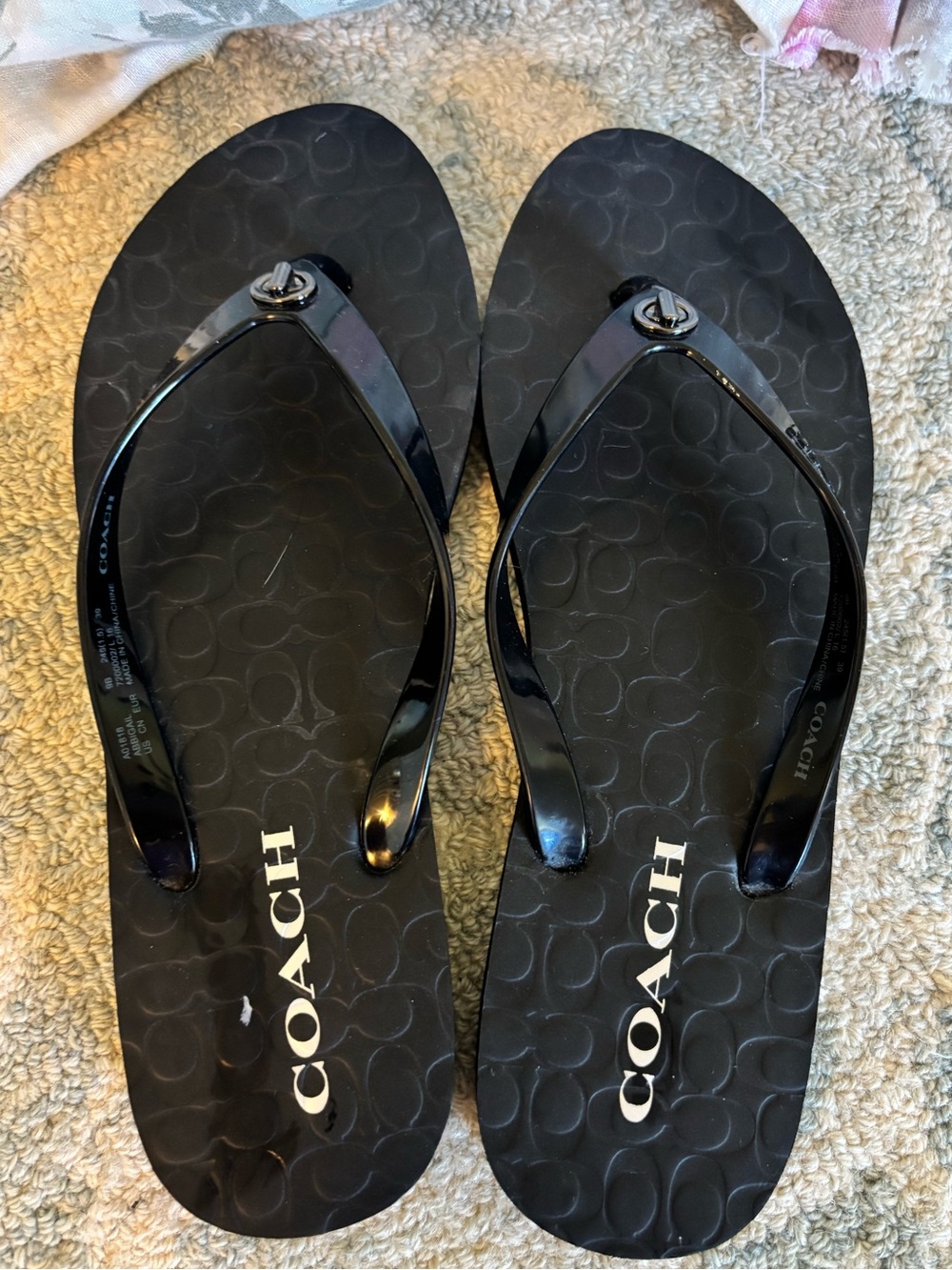 COACH ABBIGAIL Sandal Flip Flops Size 9 Black EUC Summer Ready - Picture 2 of 5